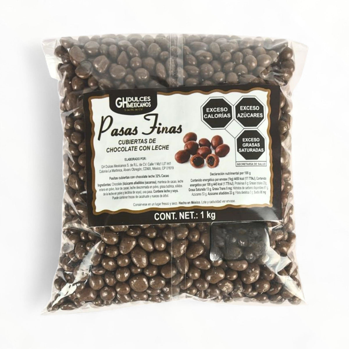 Pasita con chocolate oscuro 1kg Bolsa Transparente